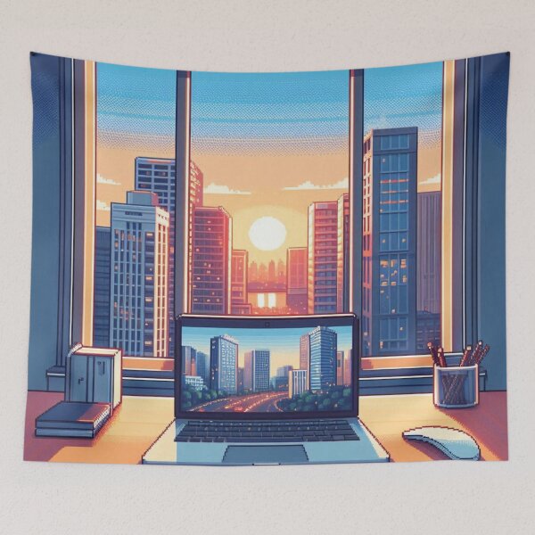 Item preview, City landscape pixelart style V3 designed and sold by MemeMelodies.