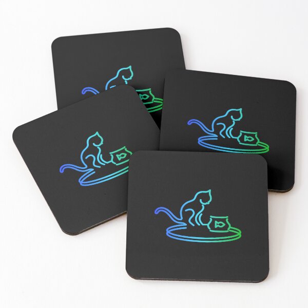 Item preview, Cat and Fish Bowl - Blue/Green designed and sold by SquareKeyStudio.