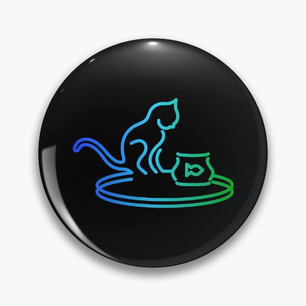 Item preview, Cat and Fish Bowl - Blue/Green designed and sold by SquareKeyStudio.