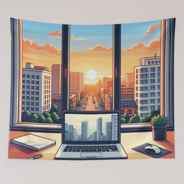 Item preview, City landscape pixelart style V4 designed and sold by MemeMelodies.