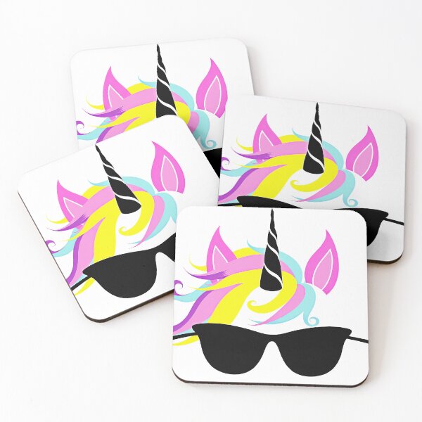 Item preview, A colorful cartoon unicorn head with sunglasses designed and sold by MagicColorPrint.