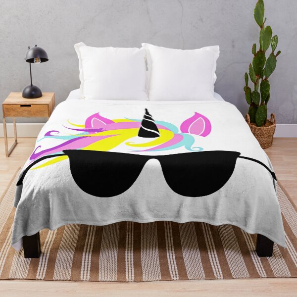 Item preview, A colorful cartoon unicorn head with sunglasses designed and sold by MagicColorPrint.
