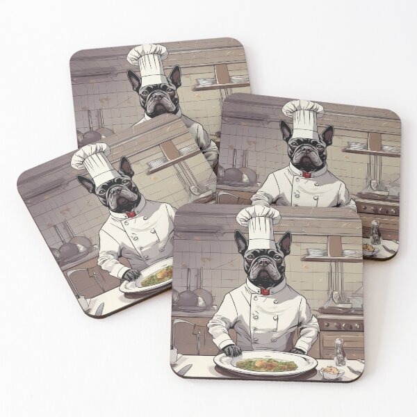 Item preview, Gourmet Chef Dog in Five Star Kitchen - Stylish Comic Illustration designed and sold by butikoshop.