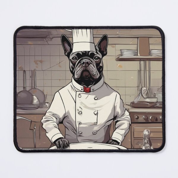 Item preview, Gourmet Chef Dog in Five Star Kitchen - Stylish Comic Illustration designed and sold by butikoshop.