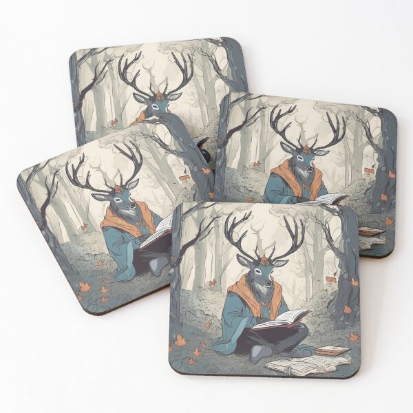 Item preview, Wizard Deer in an Enchanted Forest - Magical Comic Illustration designed and sold by butikoshop.