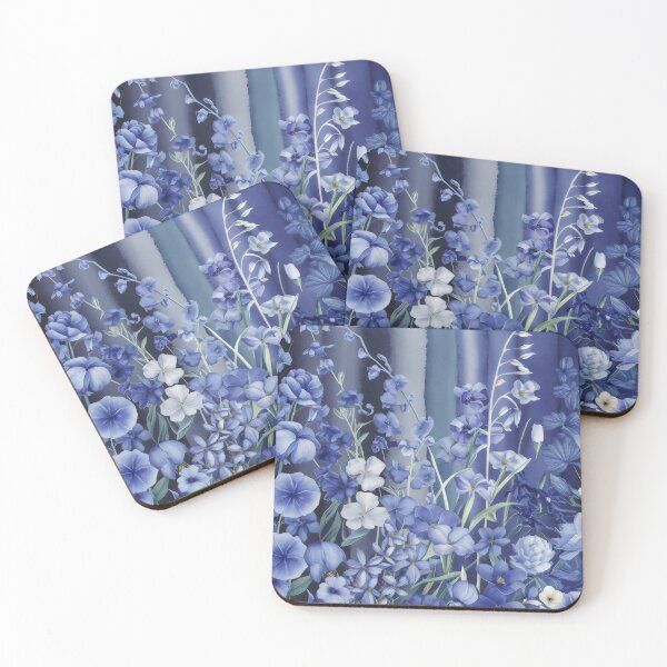 Item preview, Blue flower pattern, watercolor design with stripes designed and sold by patterncrow.