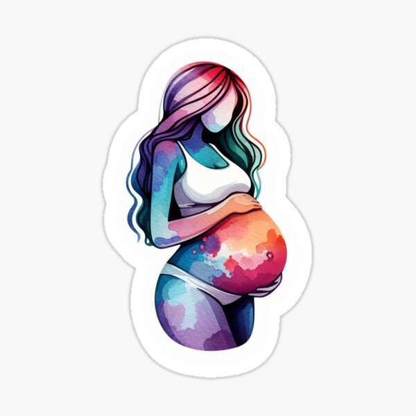 Item preview, Pregnant woman in watercolor designed and sold by PaulaDigitalArt.