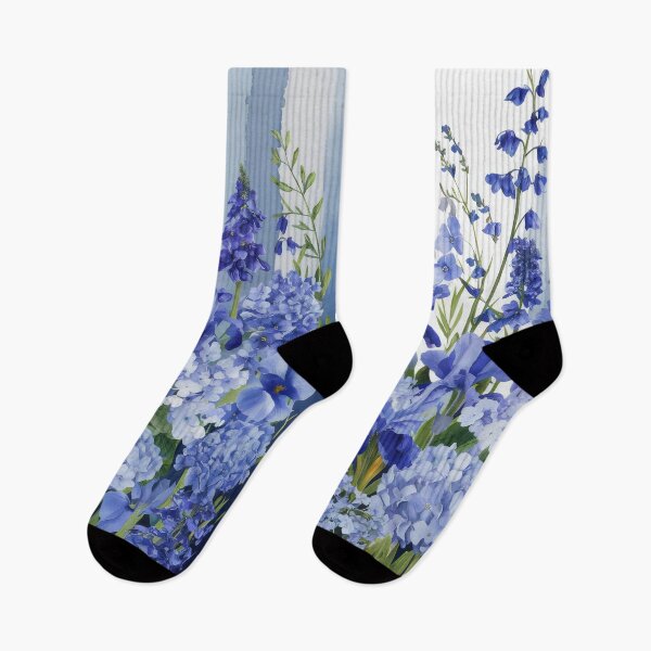 Item preview, Blue flower pattern, watercolor design with Hydrangeas and Lilies designed and sold by patterncrow.