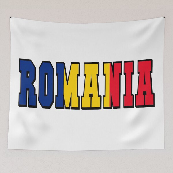 Item preview, Romania Country Flag Typography designed and sold by TravelWish.