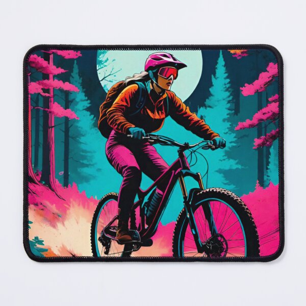 Item preview, Female MTB Rider Shredding in Pink Hues designed and sold by GrizzlyCollective.