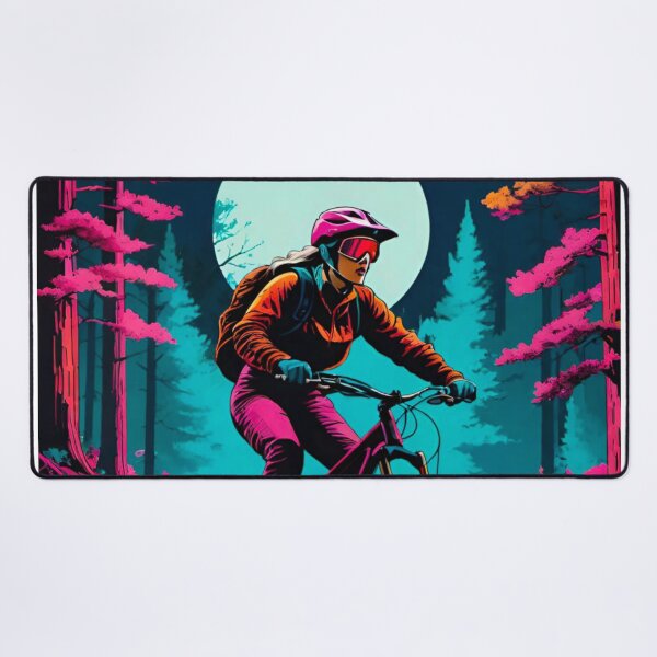 Item preview, Female MTB Rider Shredding in Pink Hues designed and sold by GrizzlyCollective.