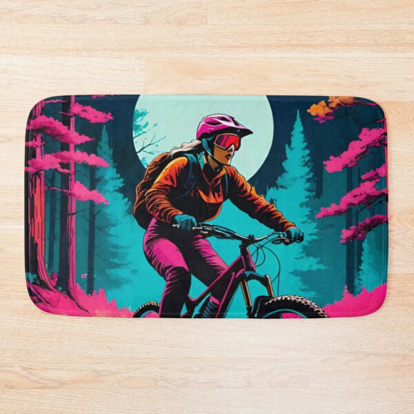 Item preview, Female MTB Rider Shredding in Pink Hues designed and sold by GrizzlyCollective.