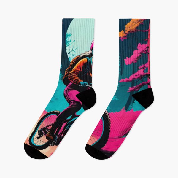 Item preview, Female MTB Rider Shredding in Pink Hues designed and sold by GrizzlyCollective.