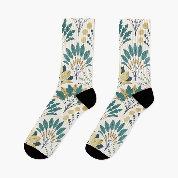 Item preview, Art Deco Block Print Palms - Golden, Teal designed and sold by TigaTiga.