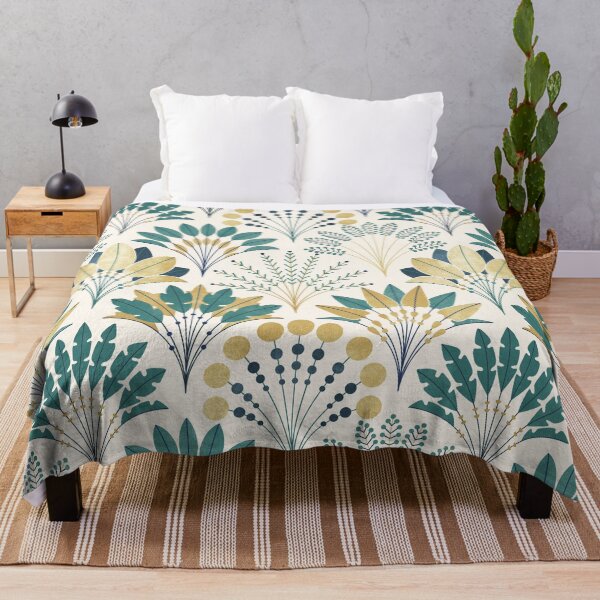 Item preview, Art Deco Block Print Palms - Golden, Teal designed and sold by TigaTiga.