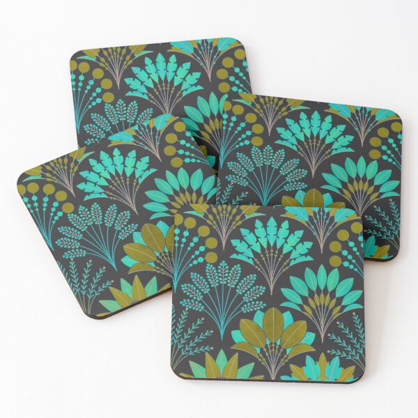 Item preview, Art Deco Block Print Palms - Olive Green designed and sold by TigaTiga.