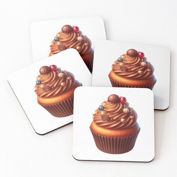Item preview, chocolate cupcake with berries and chocolate cream designed and sold by LiluEremenko.