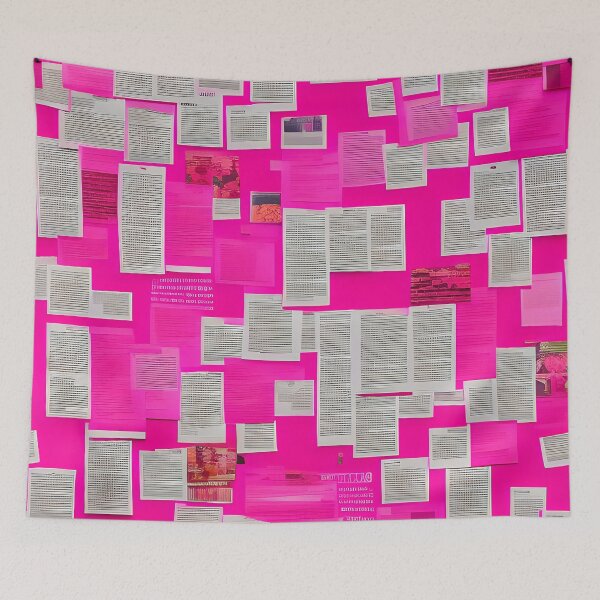 Item preview, Hot Pink Collage Clues Bulletin Board Inspired Design for Whimsical and Eclectic Decor designed and sold by kathrynchill.