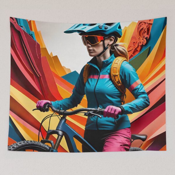 Item preview, Dominating Trails: Female MTB Racer designed and sold by GrizzlyCollective.