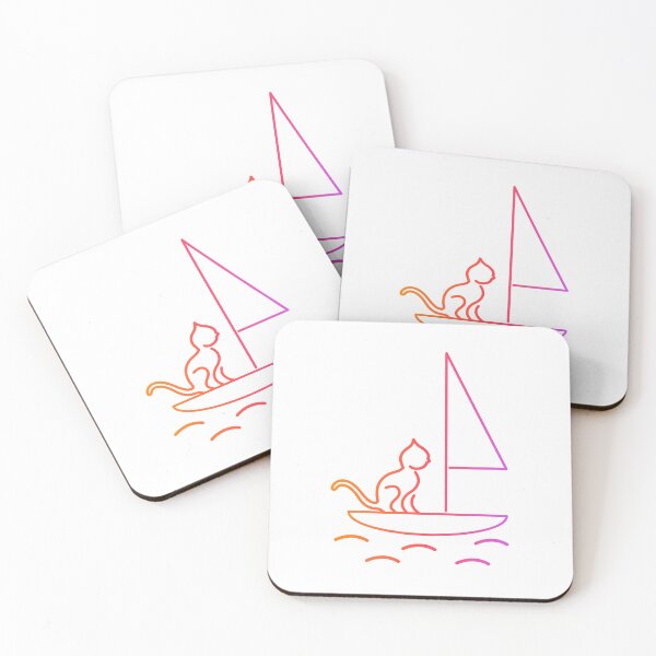 Item preview, Cat in Sailboat - Pink/Orange designed and sold by SquareKeyStudio.