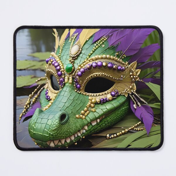 Item preview, Mardi Gras Gator with Mask, Beads and Feathers designed and sold by BougieSouthern.