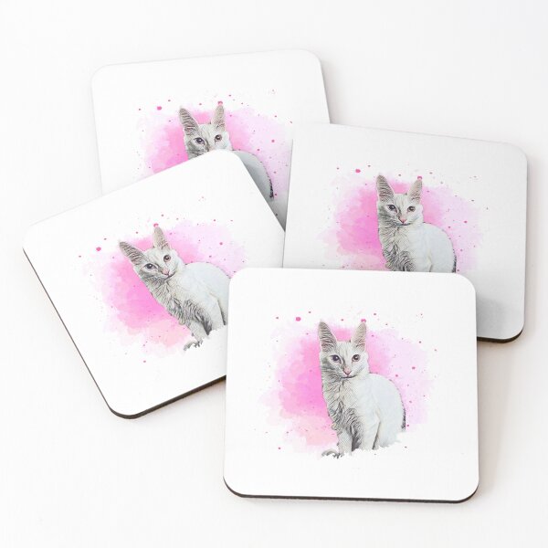 Item preview, Turkish Angorra Kitten in Pink Watercolor designed and sold by pvgirl93.