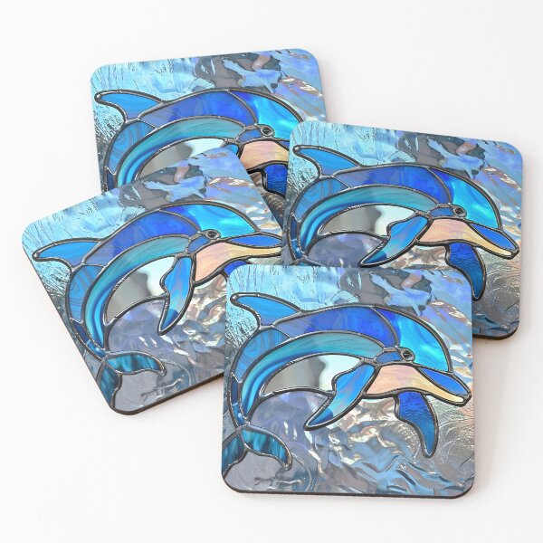 Artikelvorschau, Blauer Delphin Glasmalerei Kunst entworfen und verkauft von mebraart.
