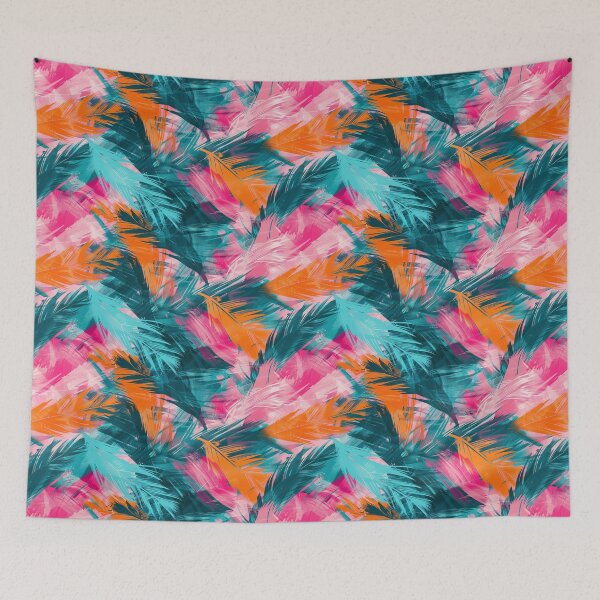 Item preview, Feather Texture Teal Orange and Pink designed and sold by nyasiabeier.