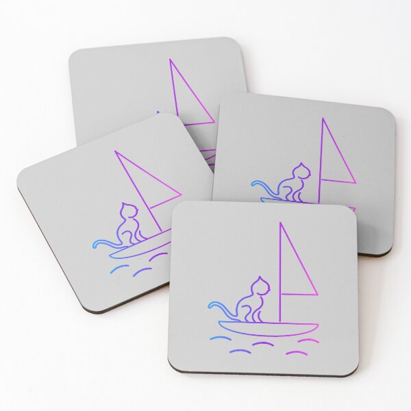 Item preview, Cat in Sailboat - Pink/Blue designed and sold by SquareKeyStudio.