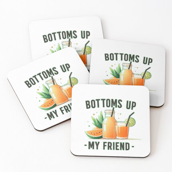 Item preview, Bottoms Up My Friend Funny Motto Watermelon Orange Juice Lime sliced Lime Straw designed and sold by Nanthanon.
