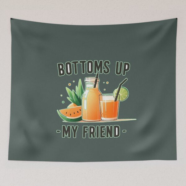 Item preview, Bottoms Up My Friend Funny Motto Watermelon Orange Juice Lime sliced Lime Straw designed and sold by Nanthanon.