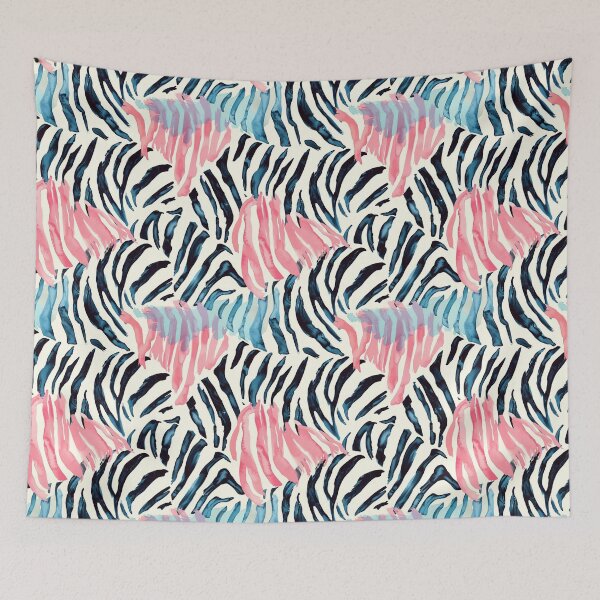 Item preview, Zebra Hide Black Blue Pink Stripes designed and sold by nyasiabeier.