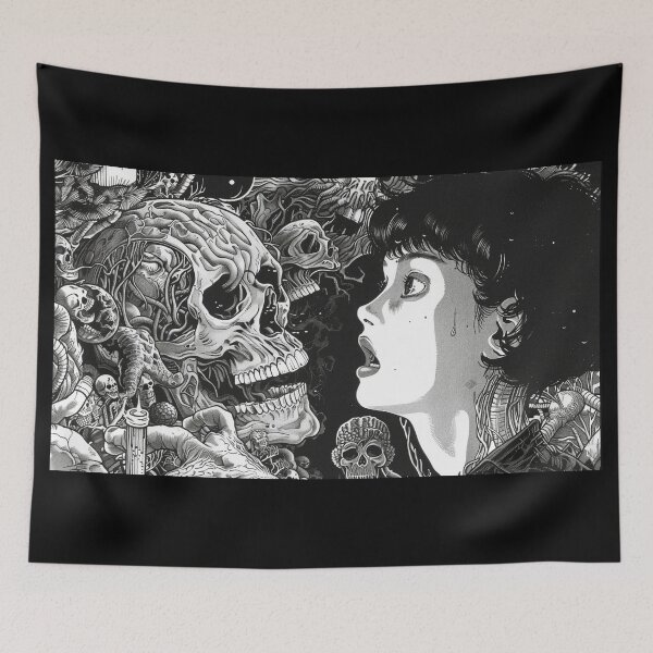 Item preview, kiss of death – black and white horror manga anime girl designed and sold by ForsakenFrames.