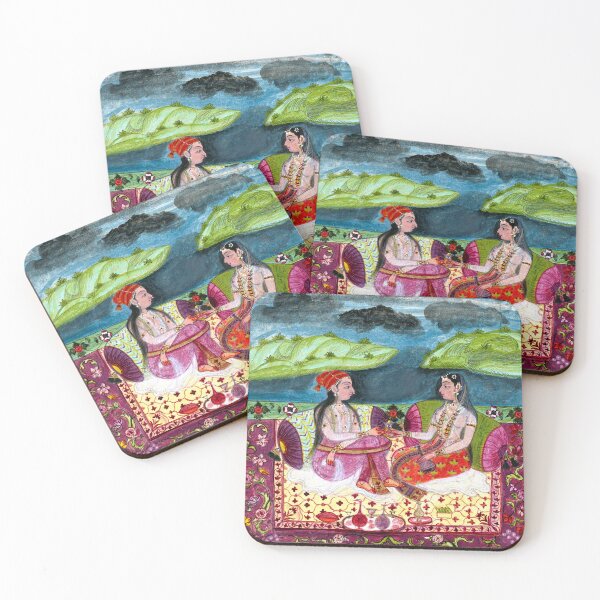 Item preview, Two Women at Leisure on A Rug Outdoors, Mughal India 17th Century designed and sold by RocketshipRetro.