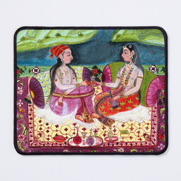 Item preview, Two Women at Leisure on A Rug Outdoors, Mughal India 17th Century designed and sold by RocketshipRetro.