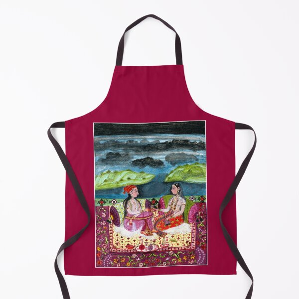Item preview, Two Women at Leisure on A Rug Outdoors, Mughal India 17th Century designed and sold by RocketshipRetro.