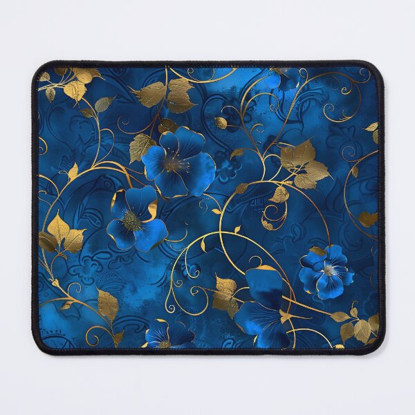 Item preview, Majestic Blue and Gold Floral Art designed and sold by mebraart.