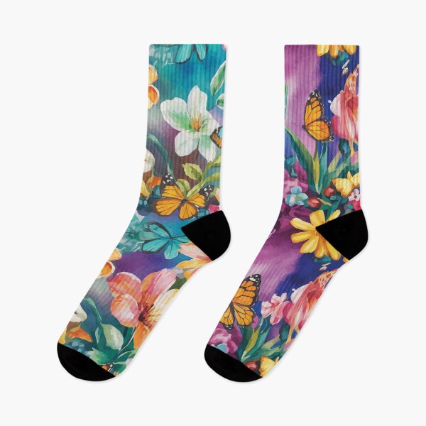 Item preview, Abstract Watercolor Flowers and Butterflies designed and sold by Ketique.
