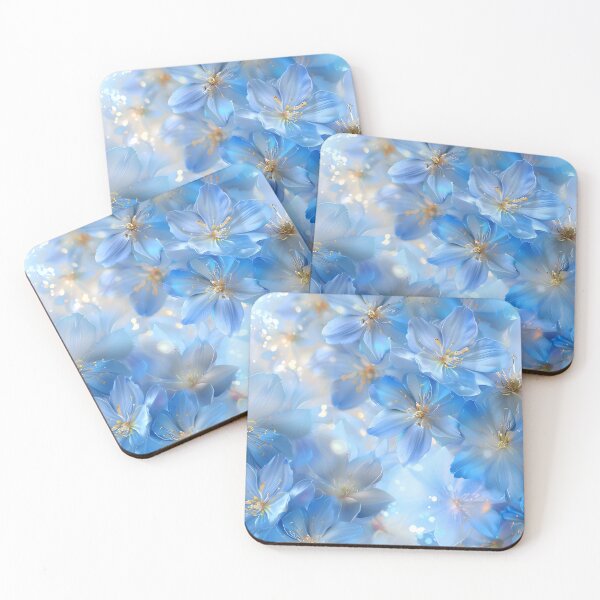 Item preview, Magical Blue Blossoms with Gold Highlights - Stained Glass Design designed and sold by mebraart.