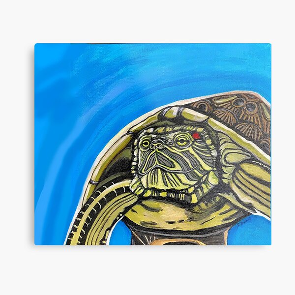 Smiling Turtle Metal Print