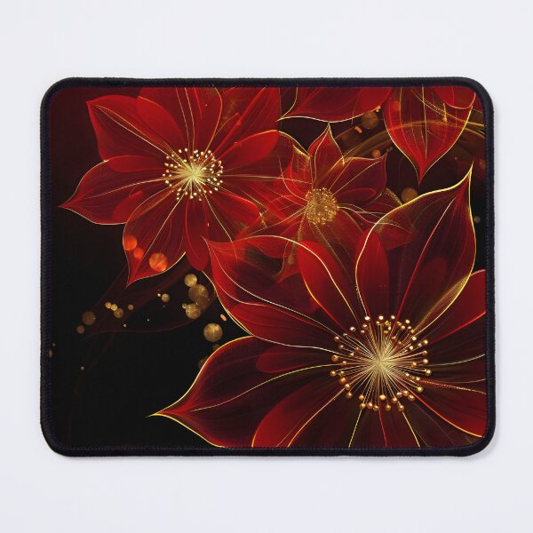 Item preview, Enchanting Red Flowers with Golden Accents designed and sold by mebraart.