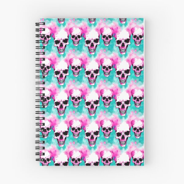Item preview, Abstract Pink and Turquoise Exploding Skull Pattern Watercolor for Eclectic Spooky Decor designed and sold by kathrynchill.