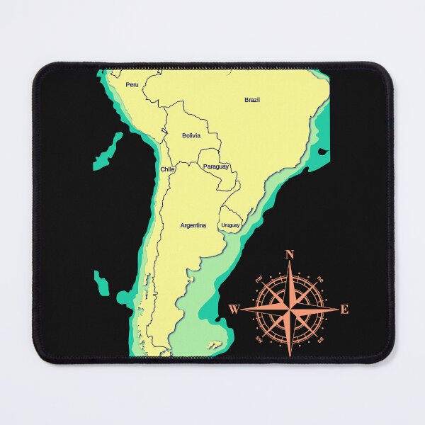 Item preview, South America Stylized Map with Compass, Tourist Souvenir designed and sold by DimDom.