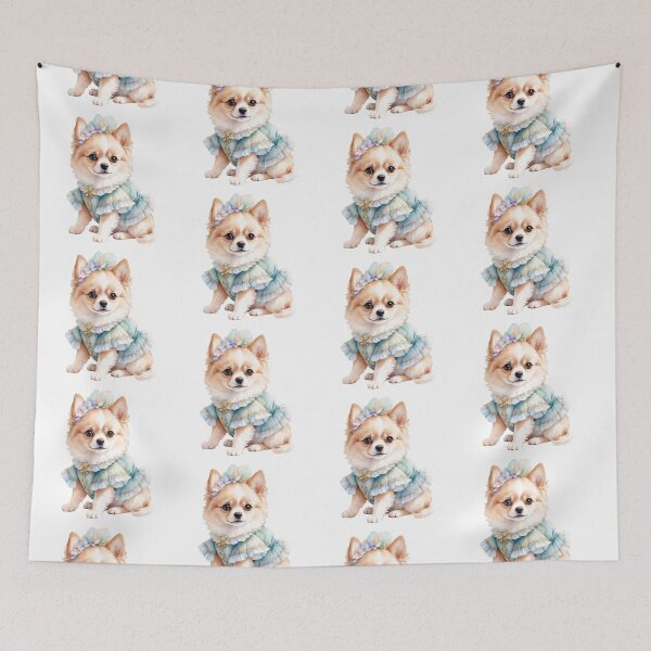 Item preview, Delicate Watercolor Dog in Retro Clothes designed and sold by Victoria Riabov.