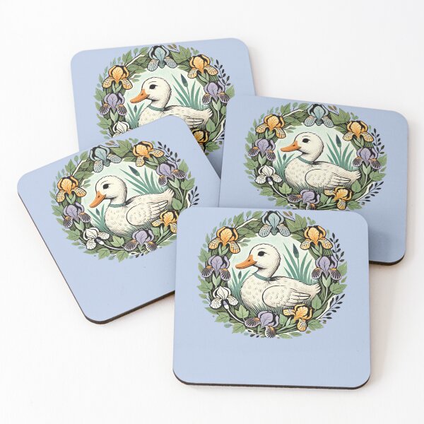 Item preview, White Duck with Irises designed and sold by FrictionMaxxing.