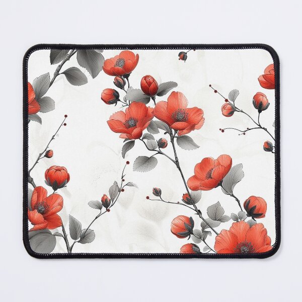 Aperçu de l'œuvre Motif de fleurs noires et rouges créée et vendue par purelypatterns.