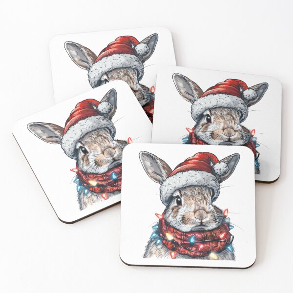 Item preview, Festive Rabbit Sticker with Christmas Lights, Santa Hat, and Scarf designed and sold by tjnextgen99.