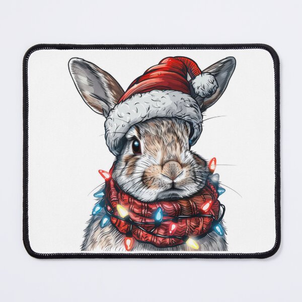 Item preview, Festive Rabbit Sticker with Christmas Lights, Santa Hat, and Scarf designed and sold by tjnextgen99.