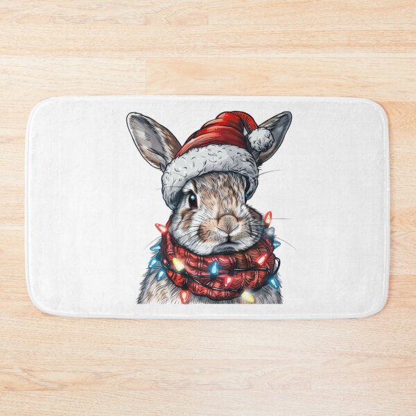 Item preview, Festive Rabbit Sticker with Christmas Lights, Santa Hat, and Scarf designed and sold by tjnextgen99.
