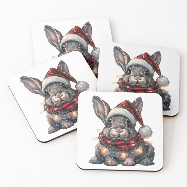 Item preview, Hyper Realistic Christmas Rabbit Sticker with Lights and Santa Hat designed and sold by tjnextgen99.